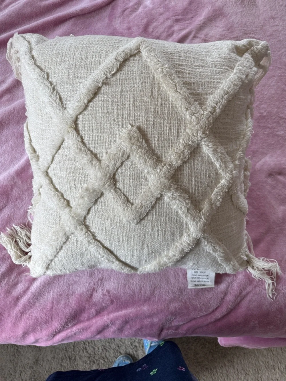 Neutral Textured Diamond Throw Pillow